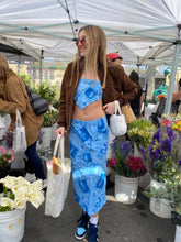 Load image into Gallery viewer, blue newspaper spring skirt