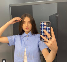 Load image into Gallery viewer, NYC RHINESTONE UNISEX SHORT SLEEVE BUTTON UP