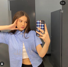 Load image into Gallery viewer, NYC RHINESTONE UNISEX SHORT SLEEVE BUTTON UP