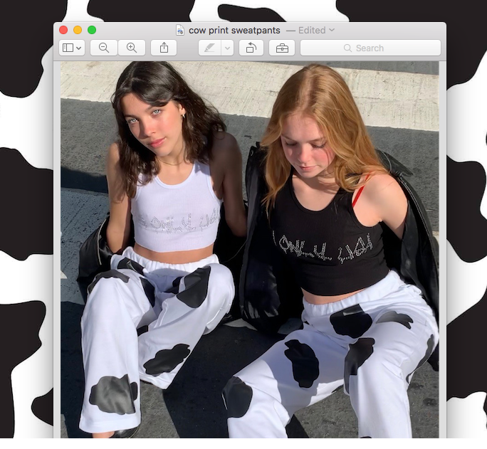 cow print sweat pants
